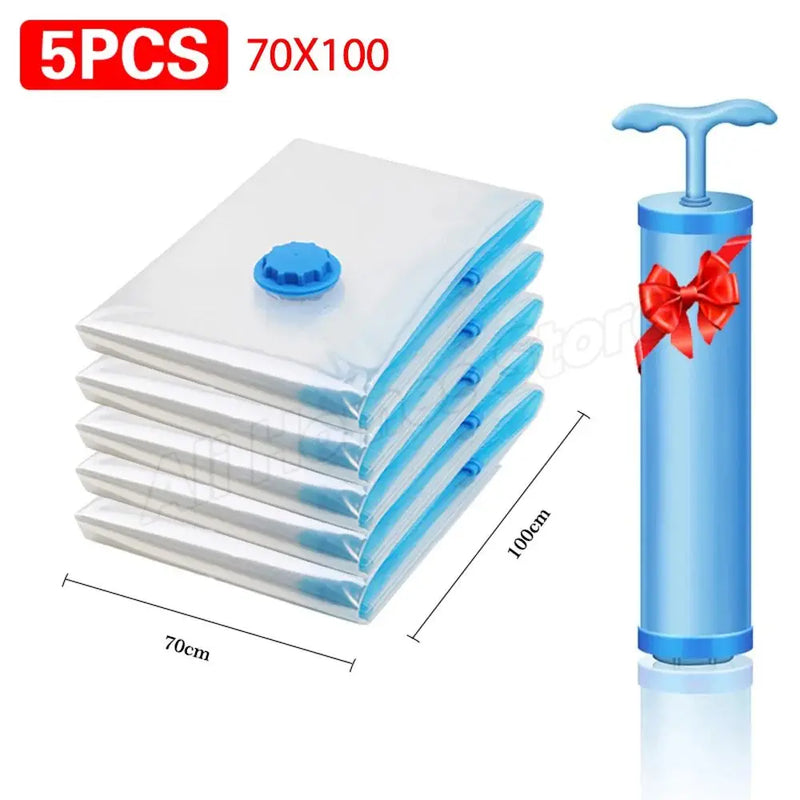 8/5/3PCS Vacuum Storage Bags Compression Pack Vacuum Bag for Down Storing Clothes Bedding Blanket Space Save Travel BagOrganizer