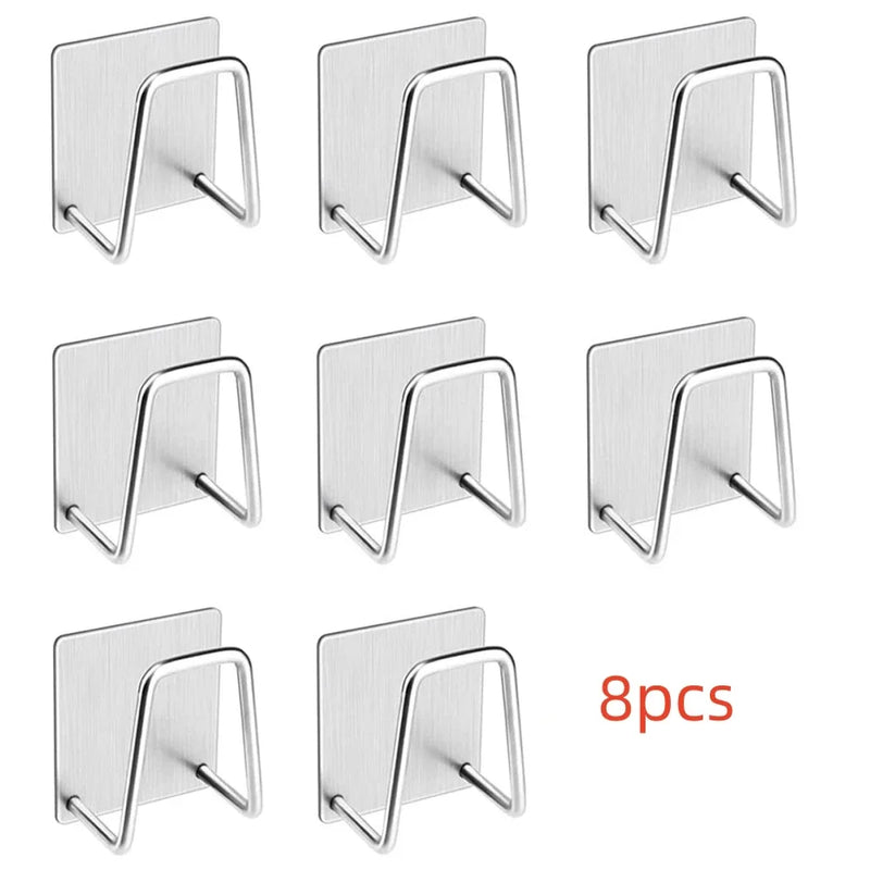 Wall Hooks Kitchen Organizer Sponges Cleaning Brush Self-Adhesive Drain Drying Rack Toilet Bathroom Accessories Storage Holder