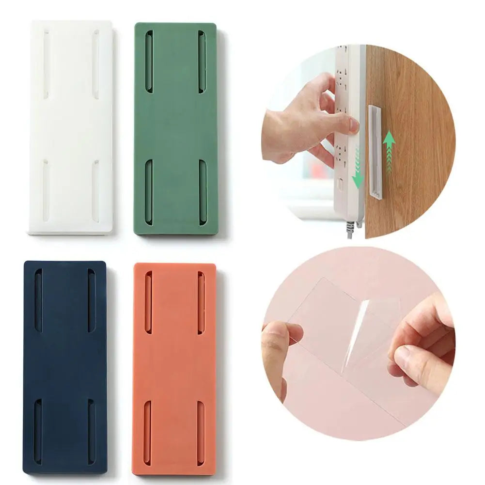 Power Strip Holder Wall Extension Socket Adhesive Organizer Cable Fixator Protector Buckle Fixer Surge Self Mounted