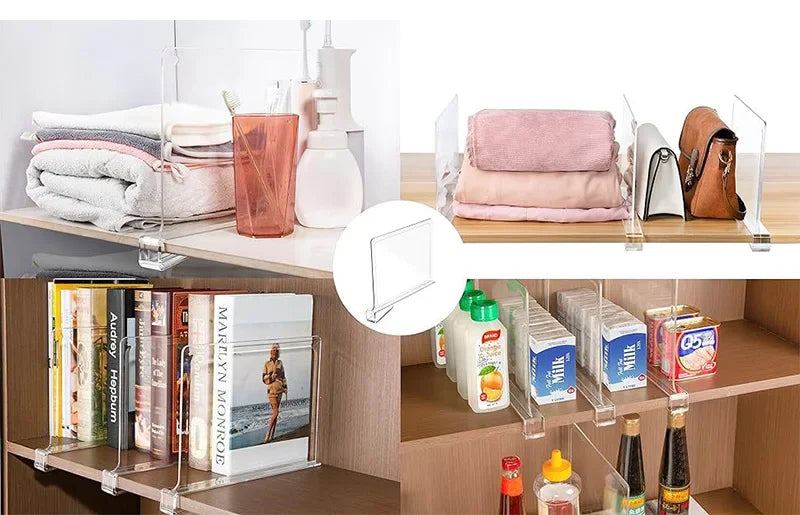 10/5/2pcs Transparent Closet Shelf for Wardrobe Organizer Cloth Divider Cupboard Bookcase Divider Baffle