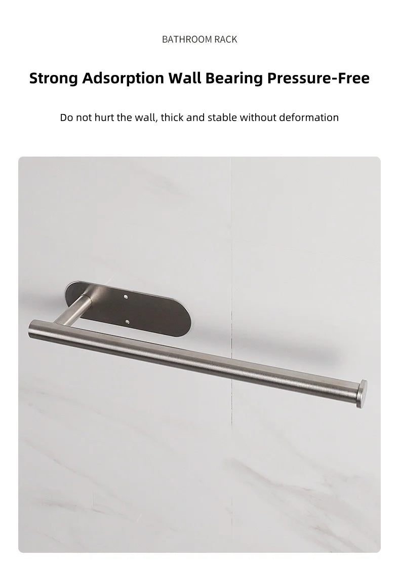 Paper Towel Holder Under Cabinet Wall Mount Stainless Steel Black Kitchen Paper Towel Rack Bathroom Self Adhesive No Drilling