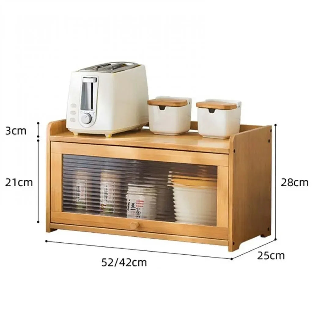 Multipurpose Wood Bathroom Countertop Cabinet Kitchen with 2 Window Doors Storage for Spice Jars Vanity Beauty
