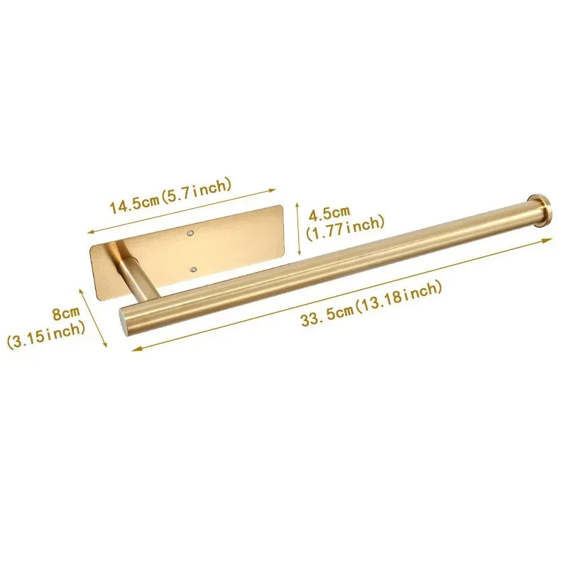 Paper Towel Holder Under Cabinet Wall Mount Stainless Steel Black Kitchen Paper Towel Rack Bathroom Self Adhesive No Drilling