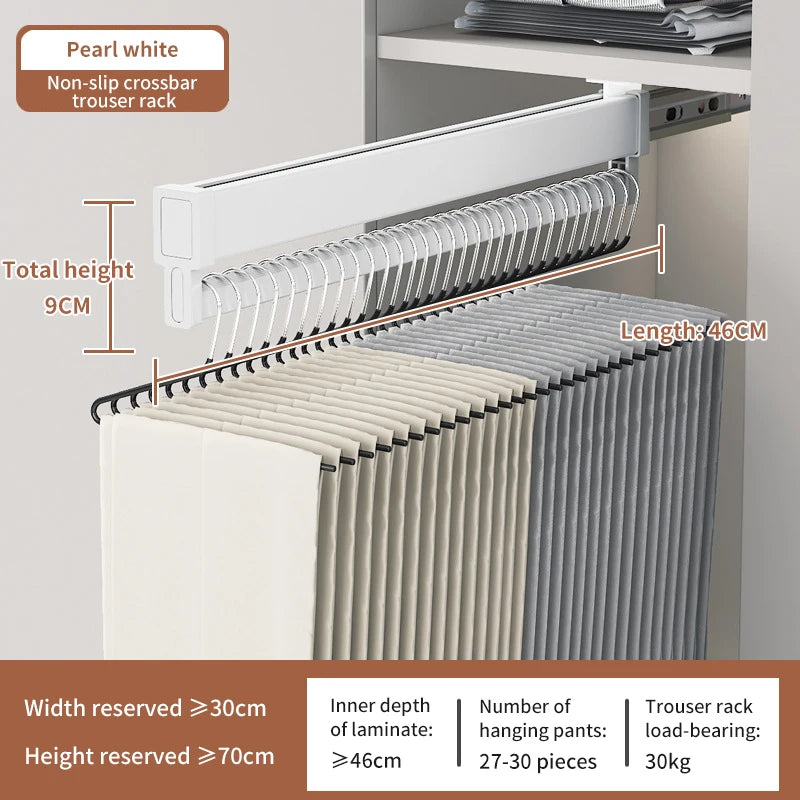 Expandable Sliding Pants Rack Collapsible Drying Holder Aluminum alloy Wardrobe Clothes Rack Wall-mounted Retractable organizer