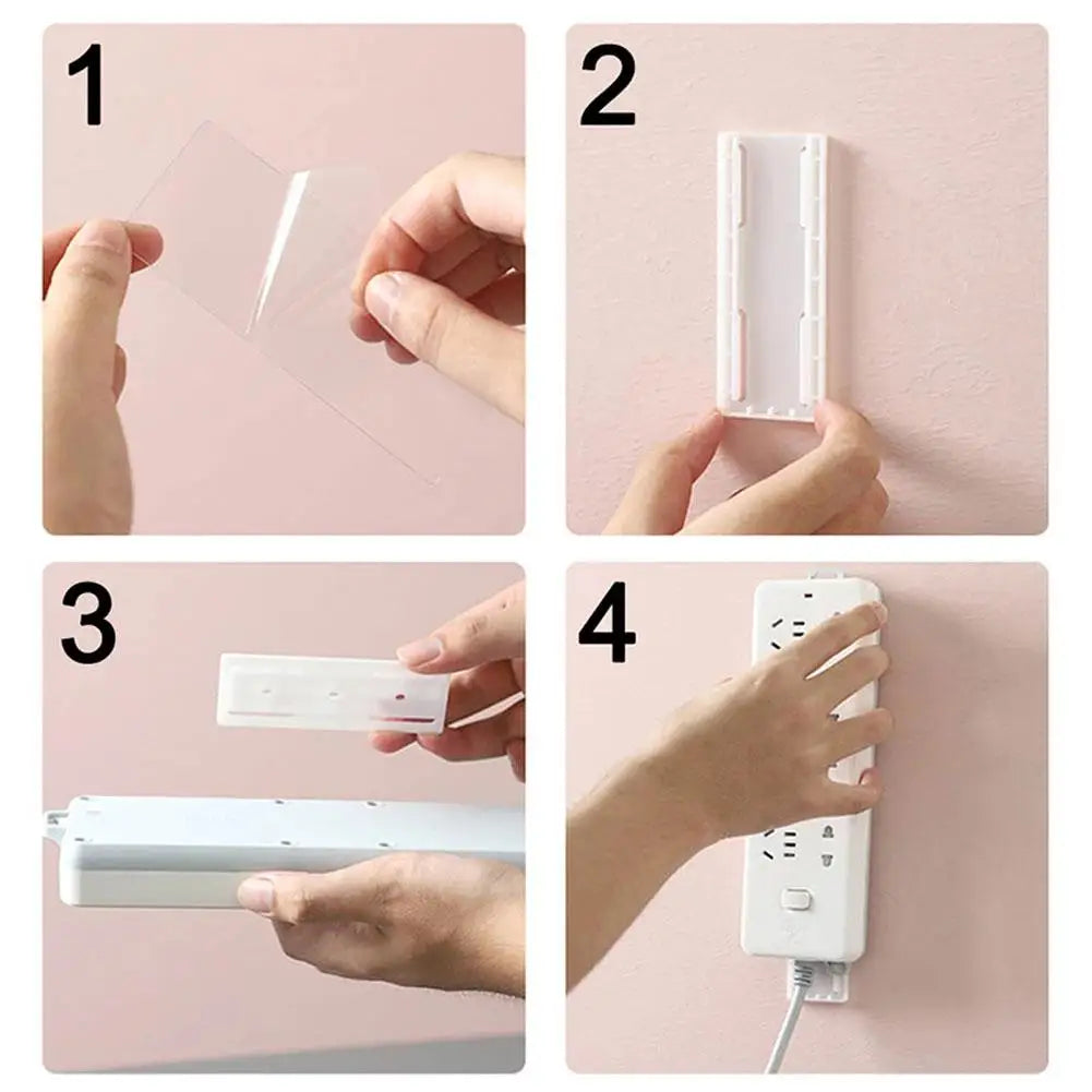 Power Strip Holder Wall Extension Socket Adhesive Organizer Cable Fixator Protector Buckle Fixer Surge Self Mounted