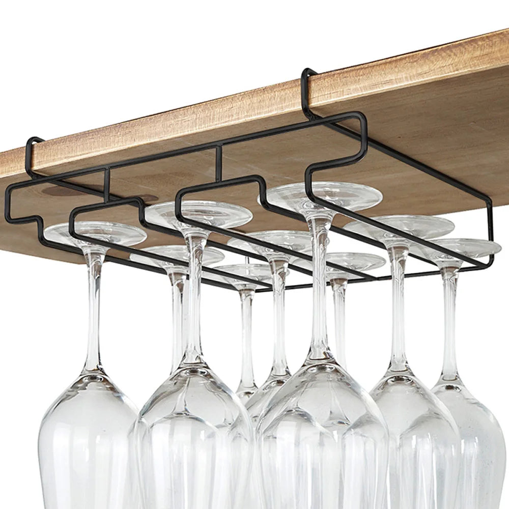Kitchen Decorative Cabinet Goblet Bar Storage Shelf Hanging Rack Stemware Holder Wine Glass Rack Cup Hanger