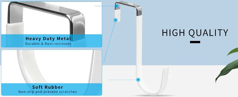 Over the Door Hooks 4 Pack Hangers Hooks Rubber Prevent Scratches Heavy Duty Organizer Bedroom Hanging Clothes Storage Holder