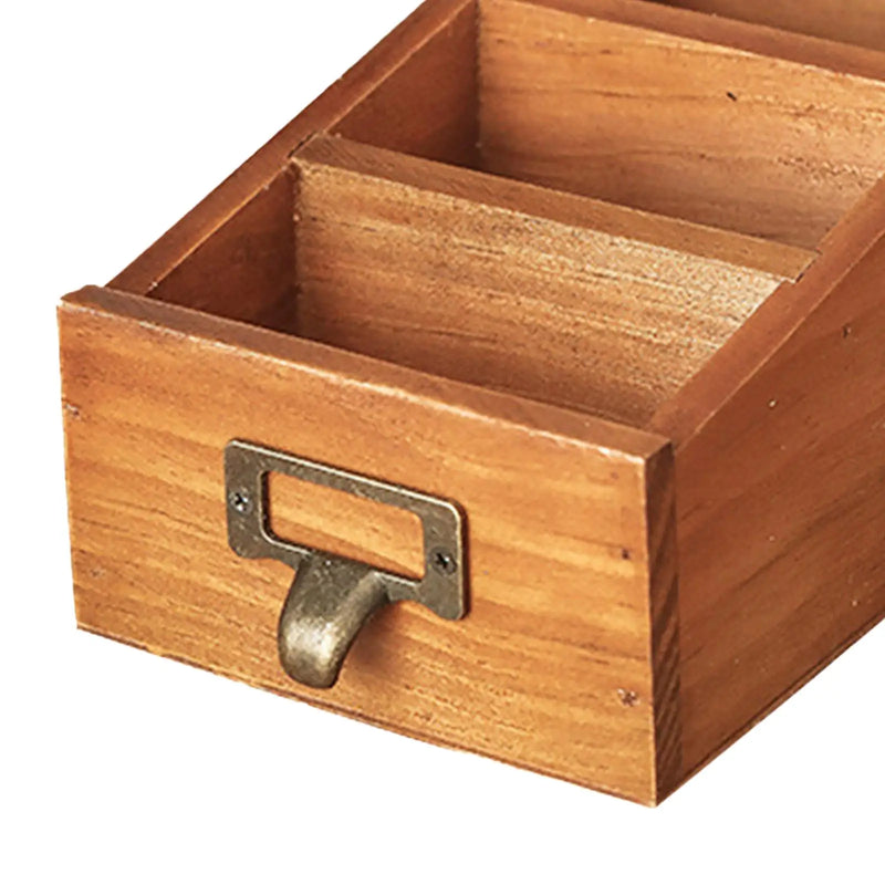Wooden Desktop Organizer Case Durable Compact Portable Remote Control Caddy Holder for Desktop Office Countertop Bedroom Vanity