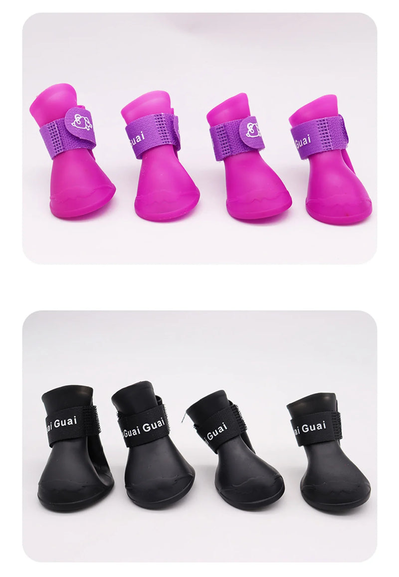 4Pcs Small Medium Large Dogs Cats Outdoor Shoe Dog Ankle Boots Pet WaterProof Rainshoe Anti-slip Rubber Boot Pet Accessories