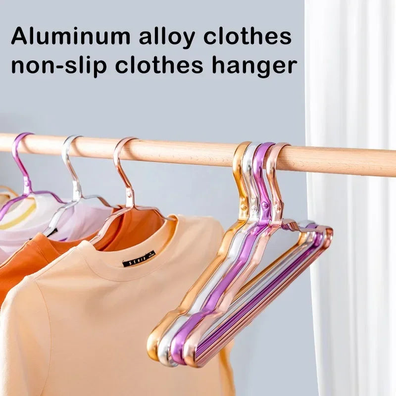 10Pcs Aluminum Clothes Racks Durable Coat Hangers Anti-slip Durable Metal Rack Wardrobe Organizer Closet Clothing Storage Rack