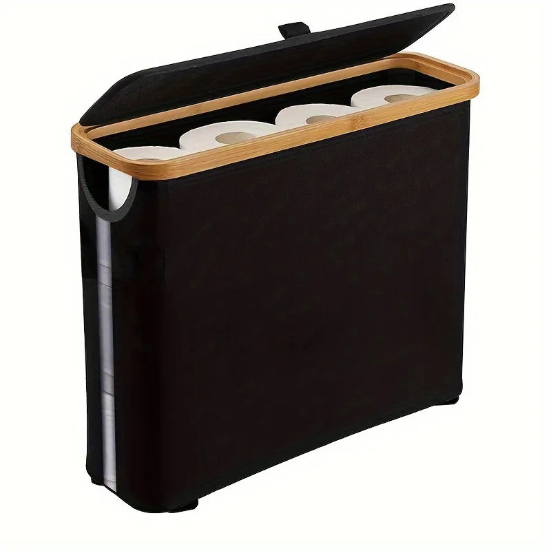 Foldable Toilet Paper Storage Basket with Lid Handle Waterproof Toilet Paper Holder Stand Bathroom Organizer Cabinet Container