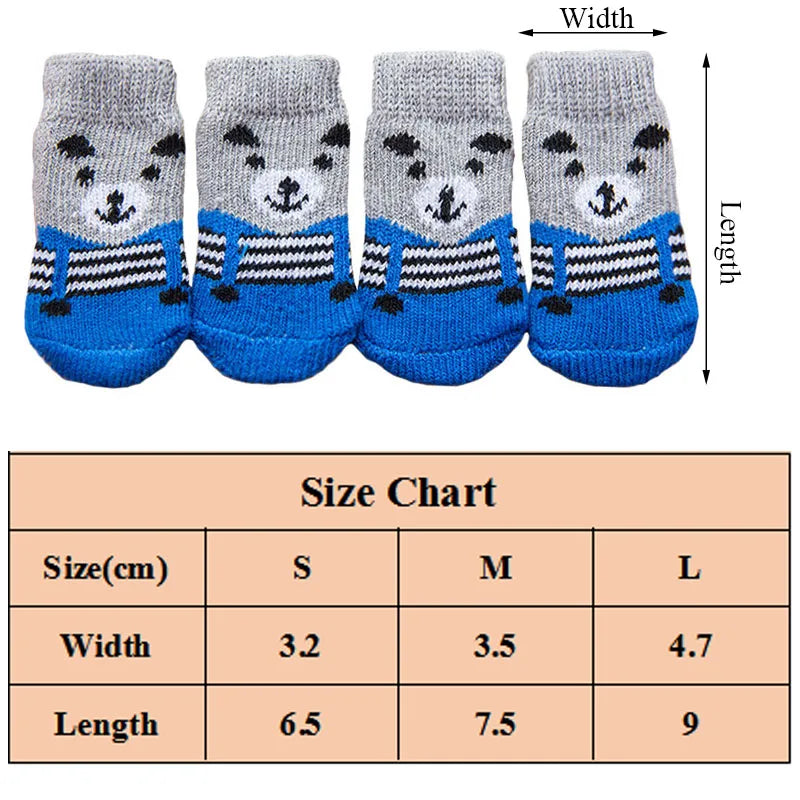 4pcs Cute Cat Socks, Anti-Slip Paw Protector, Comfortable Cotton Knit Indoor Shoes for Small Cats, Autumn Winter Pet Footwear