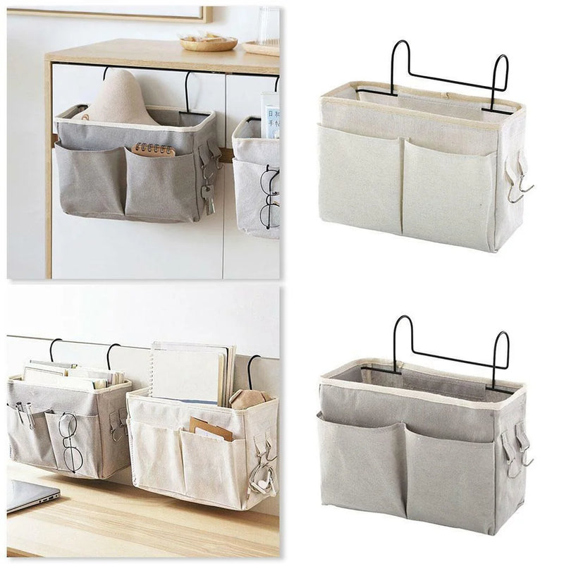 Bedside Storage Bag With Pockets Chair Door Back Hanging Organizer For Bathroom Dorm Bed Folding Pouch Box Storage Supply