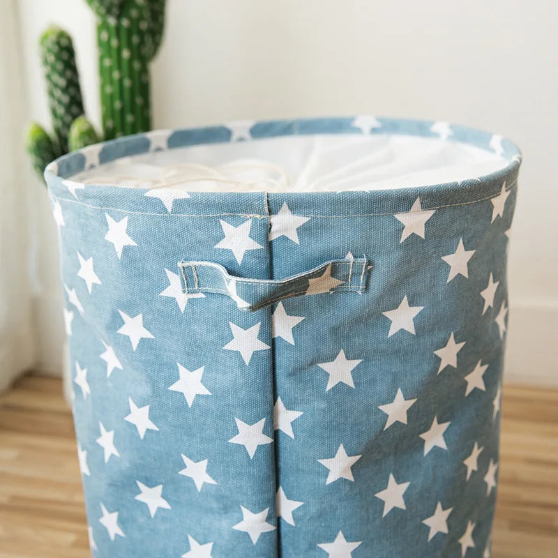 Foldable Star Laundry Basket for Toys Cotton Linen Storage Bucket Bag Collapsible Household Dirty Clothes Organizer 35*45cm
