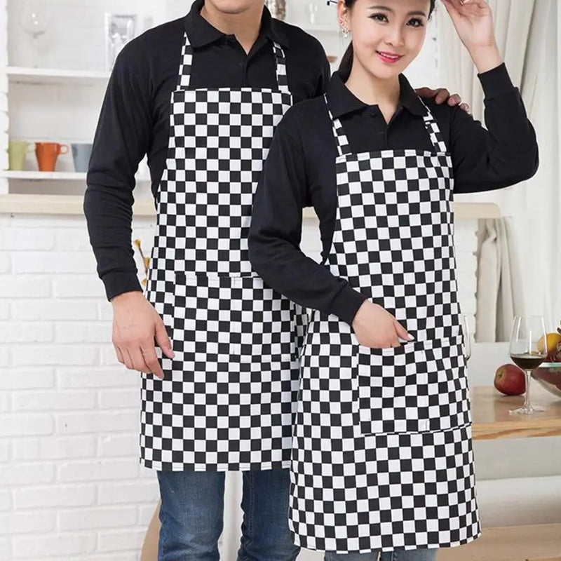 Kitchen Cooking Apron Chef Halterneck Apron With 2 Pockets Catering Sleeveless Aprons Men Woman BBQ Waiter Printing Apron