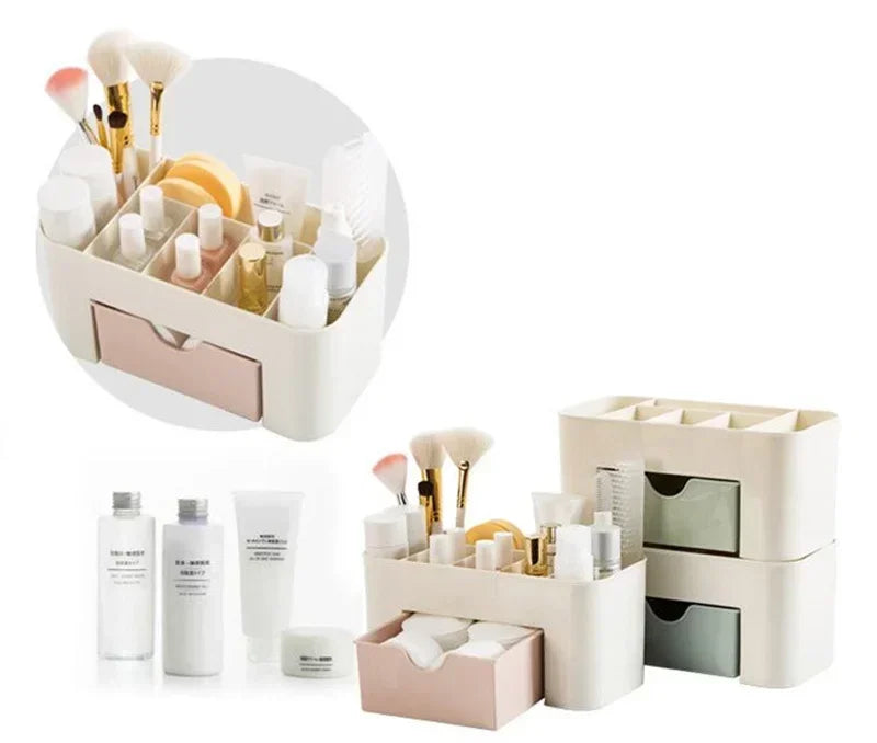 Desktop Double Layer Makeup Organizers Storage Box Cosmetic Drawers Jewelry Display Box Case Container Boxes Organizer New