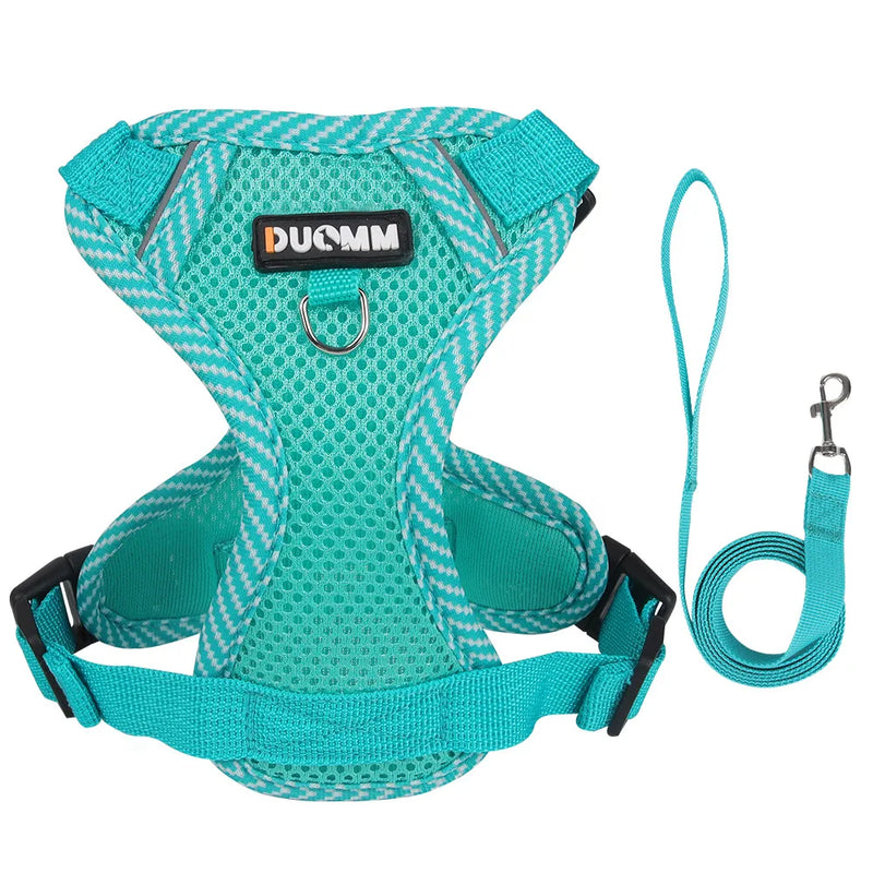 Guia Coleira com Peitoral para Cães Gatos, Respirável à Prova de Fugas, Ideal para Caminhadas ao Ar Livre, Fácil Controle, Reflexiva Noturna