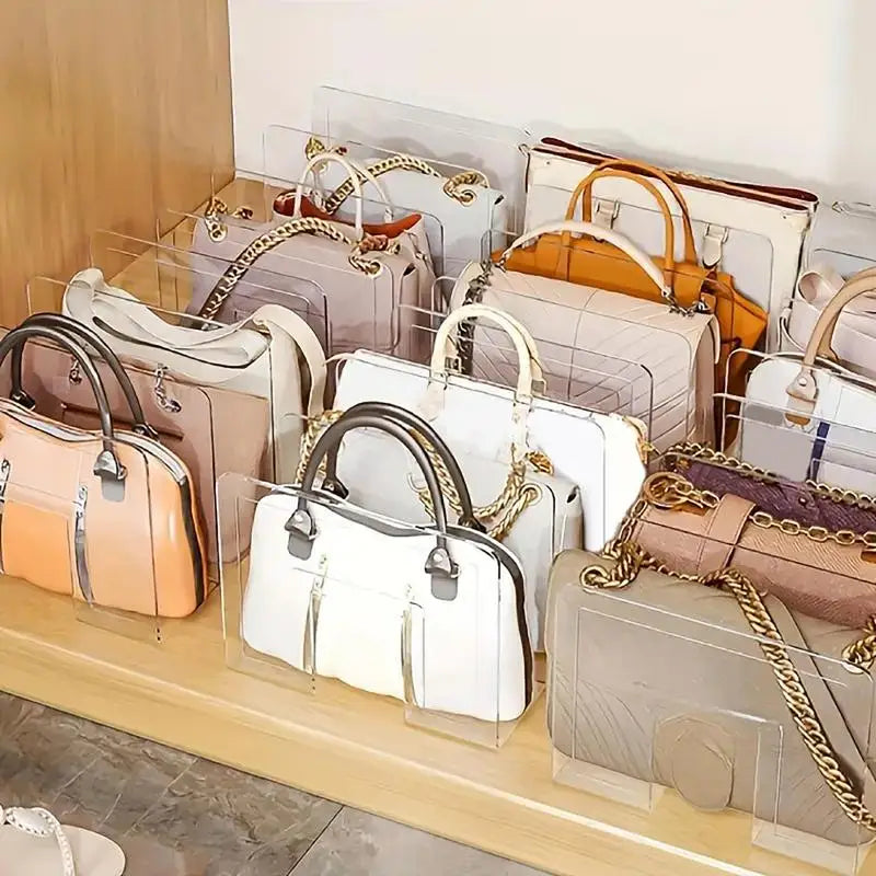 4 Slots Handbag Storage Racks Transparent Wardrobe Divider Shelf Acrylic Storage Holder Closet Organizer Bags Display Racks