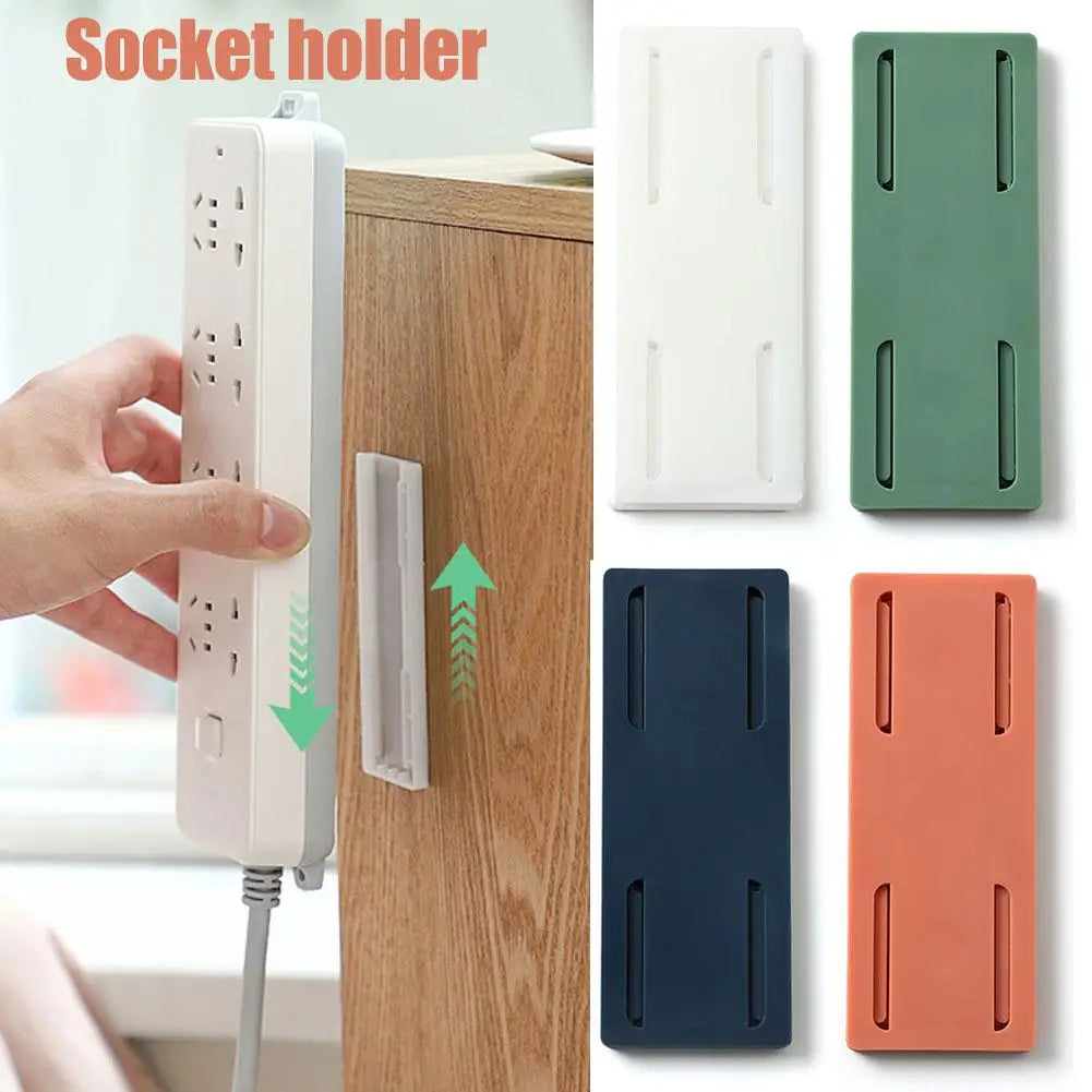 Power Strip Holder Wall Extension Socket Adhesive Organizer Cable Fixator Protector Buckle Fixer Surge Self Mounted
