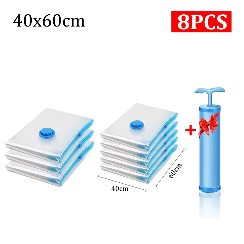 8/5/3PCS Vacuum Storage Bags Compression Pack Vacuum Bag for Down Storing Clothes Bedding Blanket Space Save Travel BagOrganizer