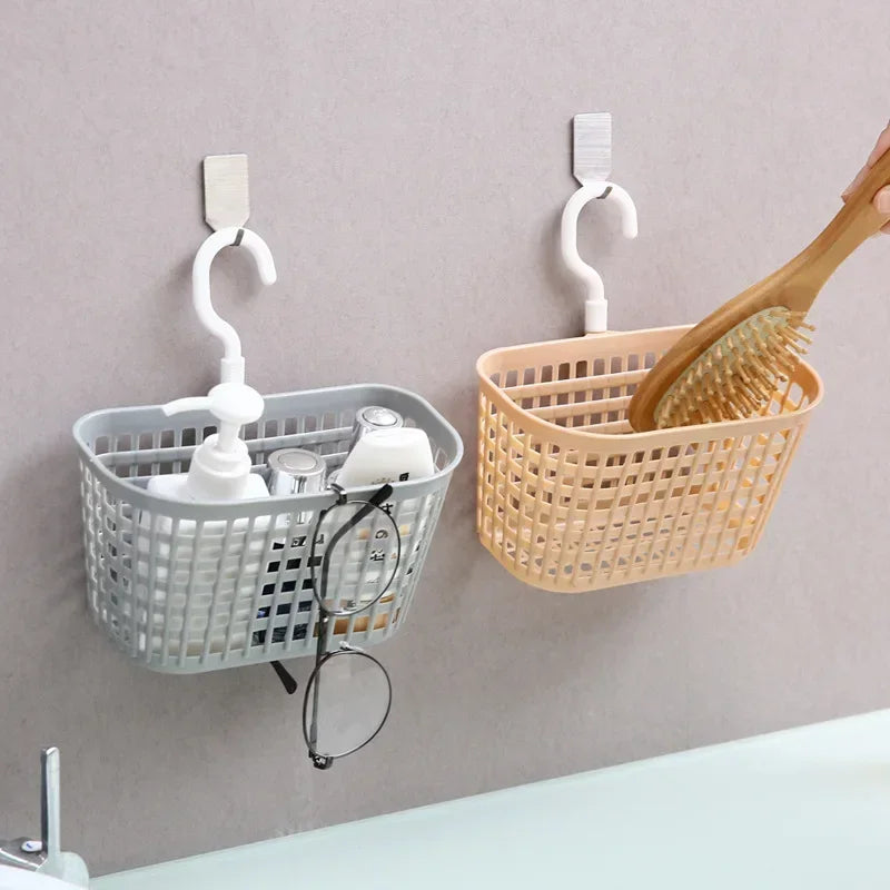 Wall Hanging Storage Basket With 360 Rotation Hook Breathable Mesh Clothes Organizer Bucket Kitchen And Bathroom Accessories
