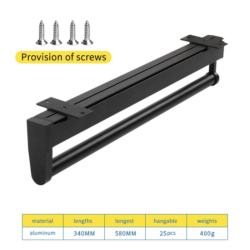 Closet shallow closet retractable hangers Cabinet hanging rod vertical pull-out top mounted trouser rack free of holes