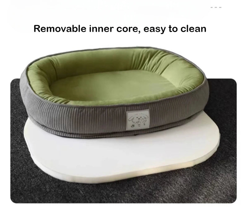 All-Season Detachable Washable Dog Bed for Small/Medium Dogs - Thermal Winter Pet Sofa Cushion Mat with Removable Cover
