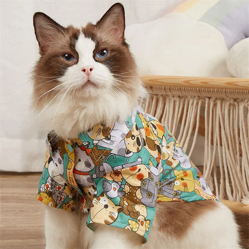 Fashion Sphynx Cat T Shirt Vest Summer Pet Clothes for Cats Gatos Garfield Shirts Katten Kleding Kedi mascotas Apparels Costume