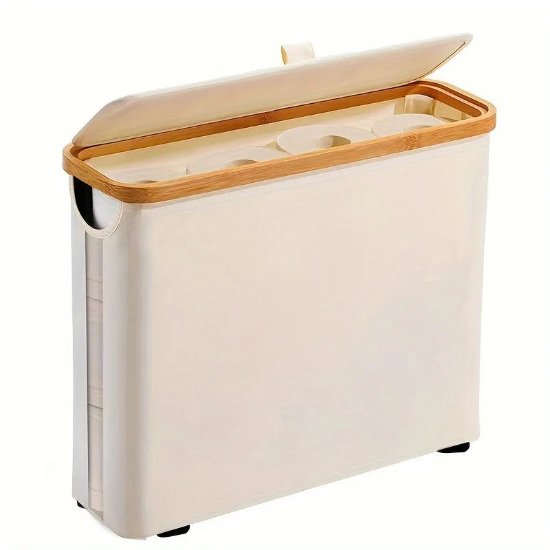 Foldable Toilet Paper Storage Basket with Lid Handle Waterproof Toilet Paper Holder Stand Bathroom Organizer Cabinet Container