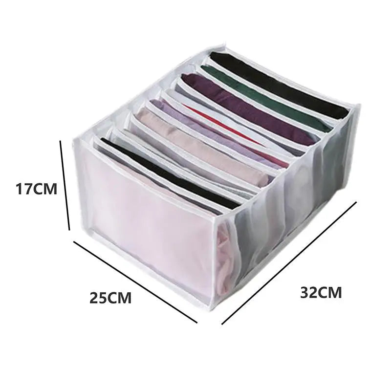 7 Grids Jeans Storage Box Closet Wardrobe Clothes Compartment Boxes Drawer Jeans Socks Separation Organizer Pants Storage