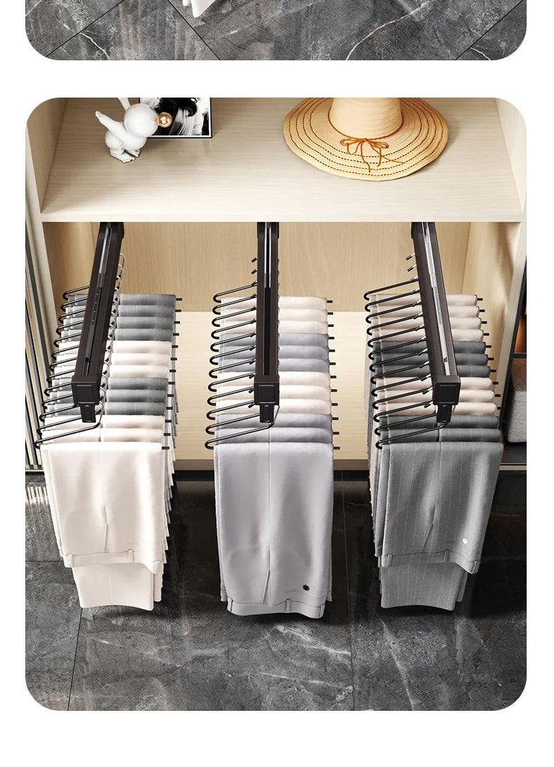 Expandable Sliding Pants Rack Collapsible Drying Holder Aluminum alloy Wardrobe Clothes Rack Wall-mounted Retractable organizer