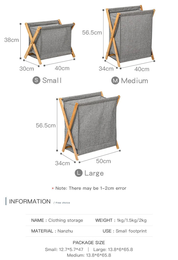 1 PC Laundry Hamper Foldable Bamboo Laundry Basket Large Capacity Washing Bin Household Japanese-style Dirty Clothes Basket