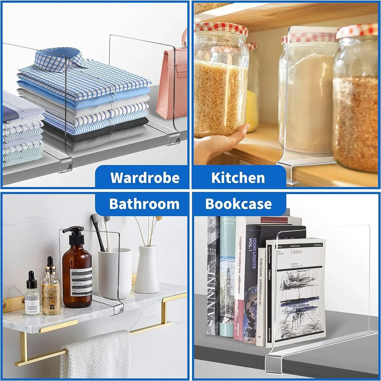 10/5/2pcs Transparent Closet Shelf for Wardrobe Organizer Cloth Divider Cupboard Bookcase Divider Baffle