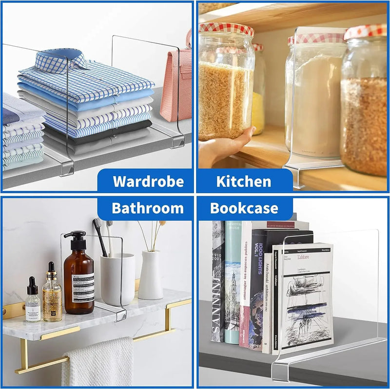 10/5/2pcs Transparent Closet Shelf for Wardrobe Organizer Cloth Divider Cupboard Bookcase Divider Baffle
