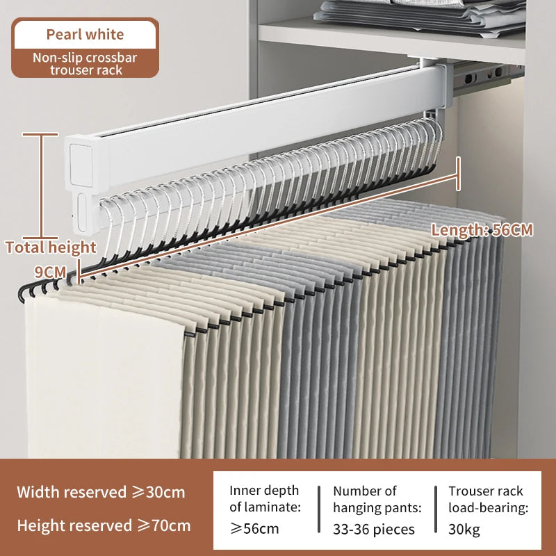 Expandable Sliding Pants Rack Collapsible Drying Holder Aluminum alloy Wardrobe Clothes Rack Wall-mounted Retractable organizer