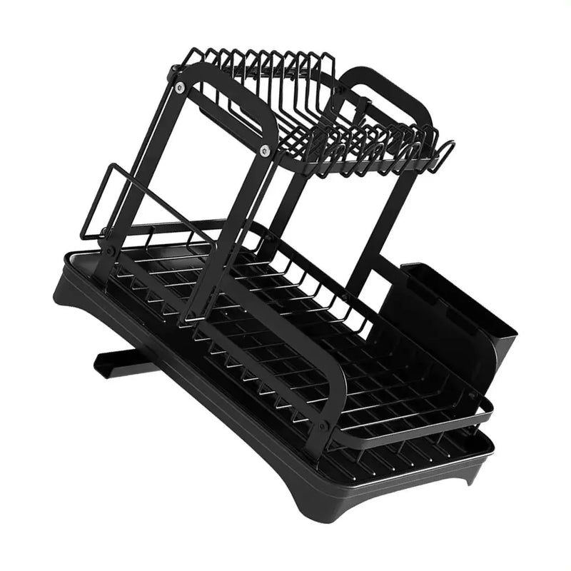 2025 NEW 2-layer countertop tableware storage rack drain plate bowl dish drain rack kitchen dish drain rack with drain rack