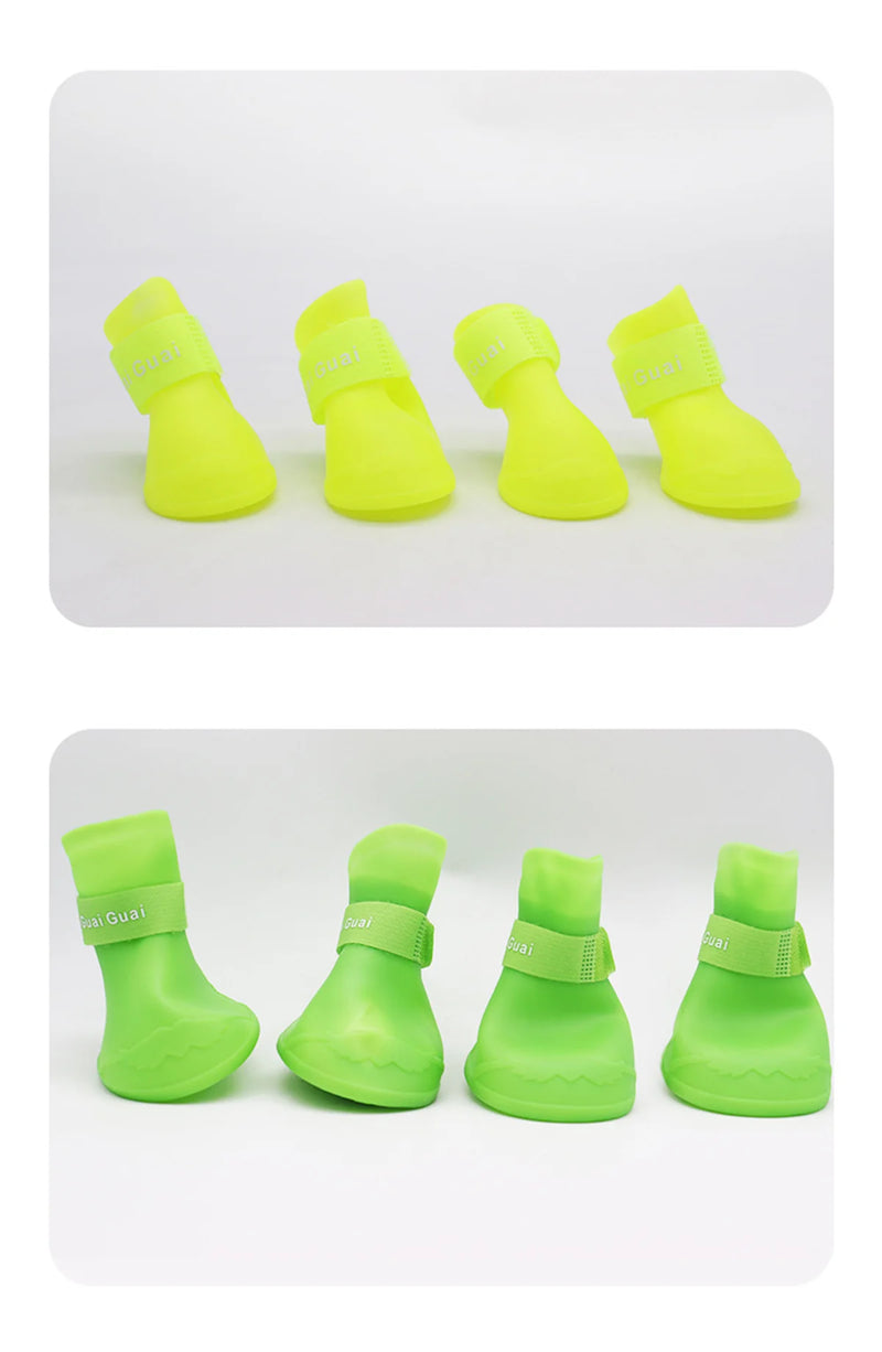 4Pcs Small Medium Large Dogs Cats Outdoor Shoe Dog Ankle Boots Pet WaterProof Rainshoe Anti-slip Rubber Boot Pet Accessories