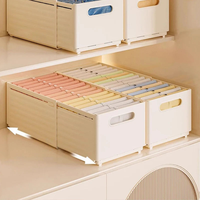 Expandable Box Clothes Beverage Drinks Snack Basket Pantry Kitchen Organizers Adjustable Fold Tray Closet Wardrobe Storage Case