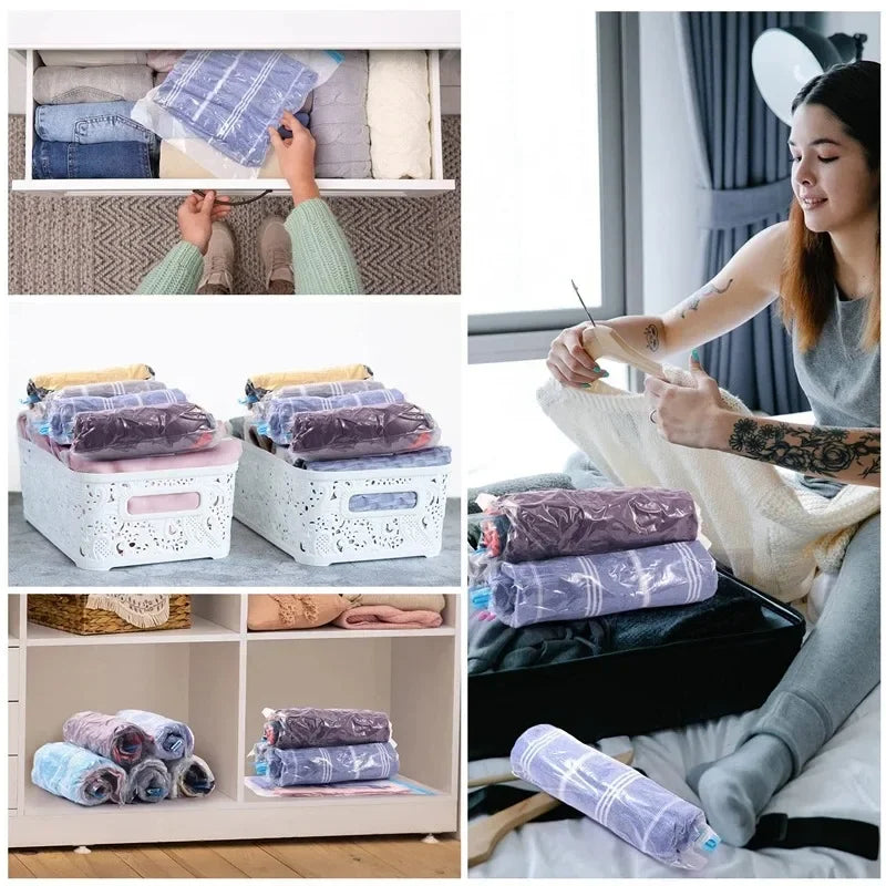 5pcs Travel Compression Bag Vacuum Bags for Storing Clothes Suitable for Luggage and Essential Cruise Clothing Vacum Storage Bag