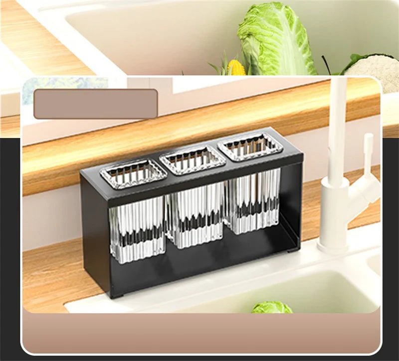 Kitchen Cutlery Organizer Knife Stand Carbon Steel Drain Storage Holder Multifunction Cutlery Storage Rack Bathroom Tray holder