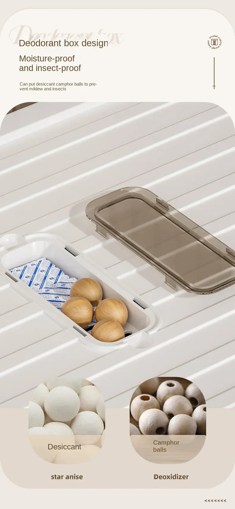 Plastic Wardrobe Clothes Organizer with Handle, Removable Dividers and Cover Stackable Foldable Closet Drawer Storage Box