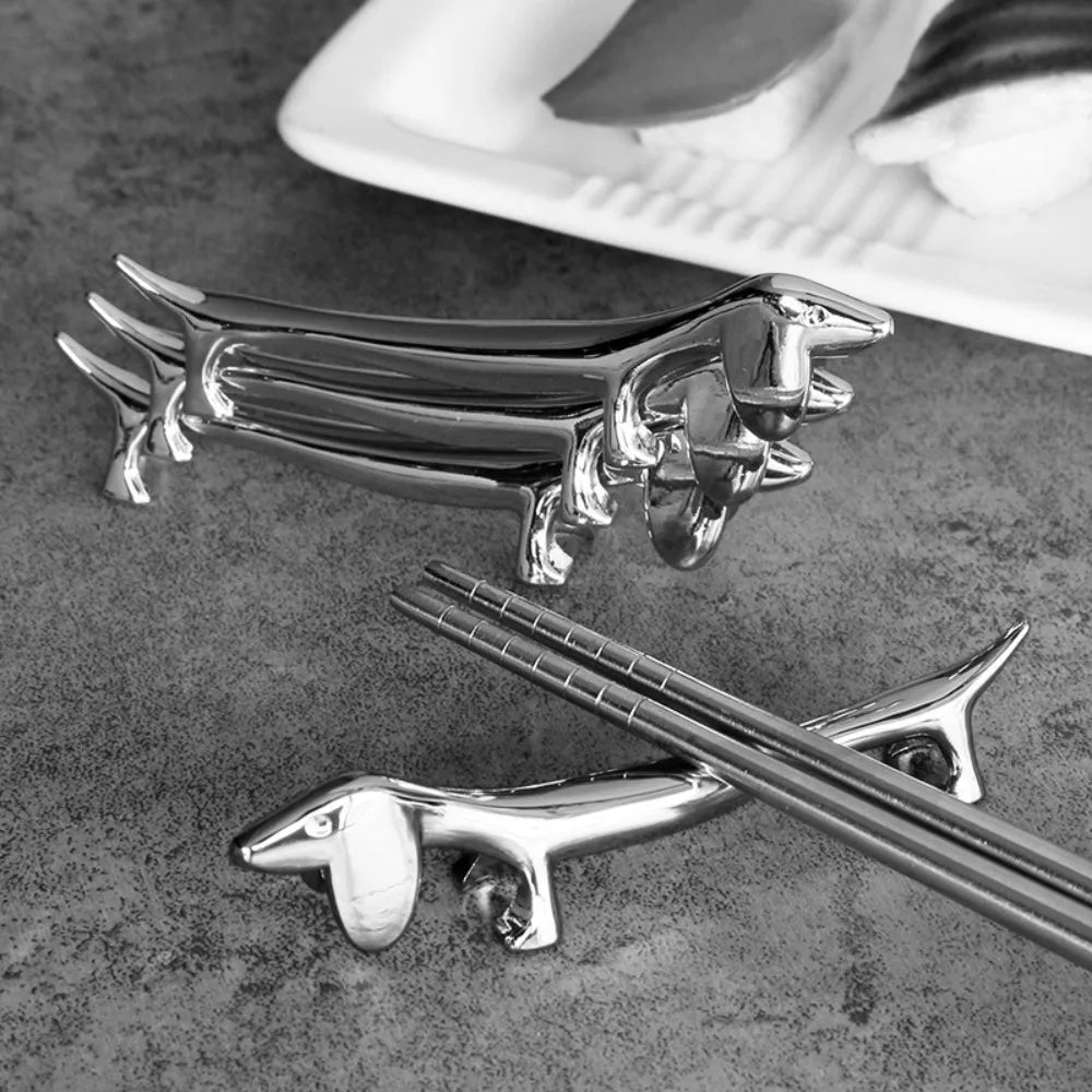 Silver Cutlery Bracket Holder Kitchen Accessories Fawn /Little Dog Shape Zinc Alloy Cutlery Storage Cute Chopsticks Holder