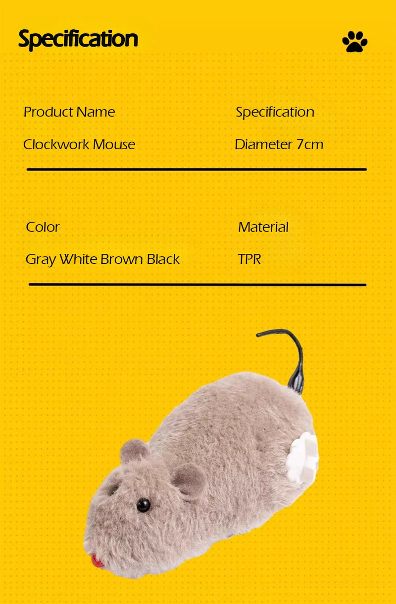 Cat Toys Clockwork Simulation Mouse No Batteries Durable Indoor Cat Hi-Lo Relieve Boredom Interactive Plush Toys Pet Toys