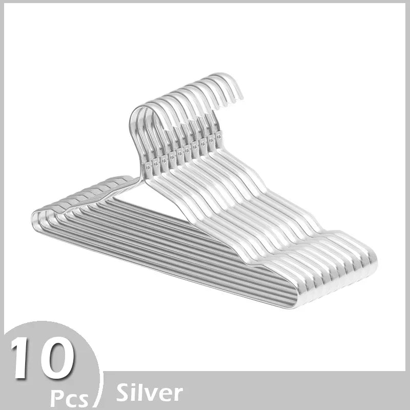 10Pcs Aluminum Clothes Racks Durable Coat Hangers Anti-slip Durable Metal Rack Wardrobe Organizer Closet Clothing Storage Rack