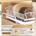 Kitchen Pull-out Dish Bowl Drainer Storage Rack Countertop Sink Cabinet Tableware Built-in Organizer Holder Cupboard Plates Rack