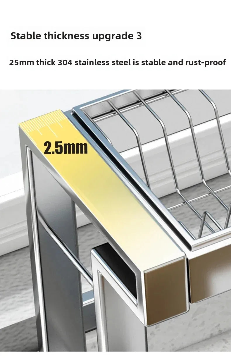 304 Stainless Steel Kitchen Shelf Above The Sink Dish Drainer Multifunctional Dish Drying Rack Drainage Ventile Cutlery Organize
