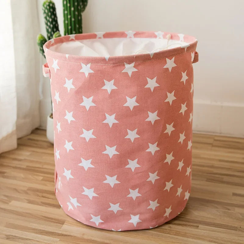 Foldable Star Laundry Basket for Toys Cotton Linen Storage Bucket Bag Collapsible Household Dirty Clothes Organizer 35*45cm