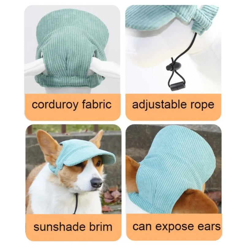 Adjustable Dog Baseball Cap Outdoor Sports Hat Soft Breathable Pet Sun Hat with Ear Holes Dog Parent-Child Hat Hiking