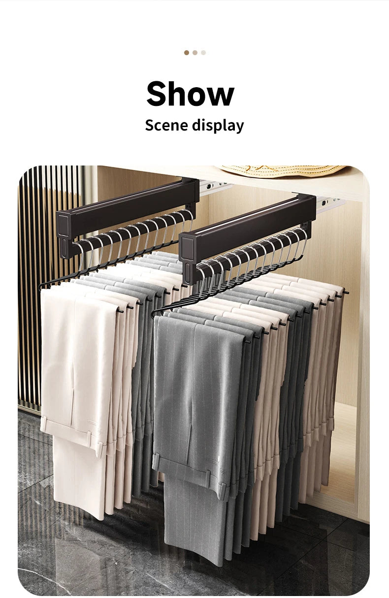 Expandable Sliding Pants Rack Collapsible Drying Holder Aluminum alloy Wardrobe Clothes Rack Wall-mounted Retractable organizer