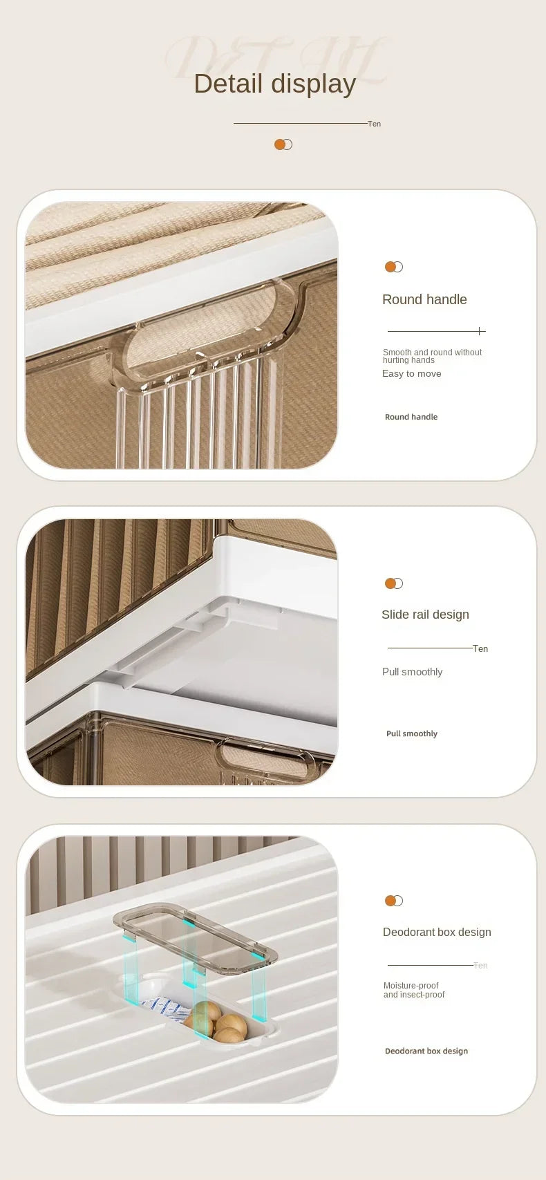 Plastic Wardrobe Clothes Organizer with Handle, Removable Dividers and Cover Stackable Foldable Closet Drawer Storage Box